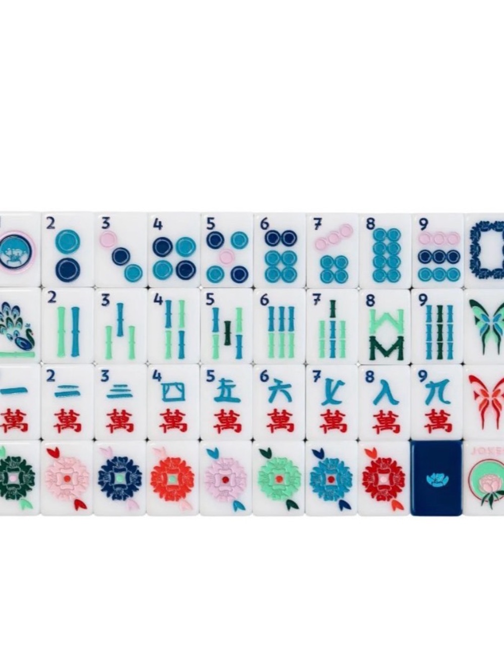Beautiful Blue and White Mahjong Tiles